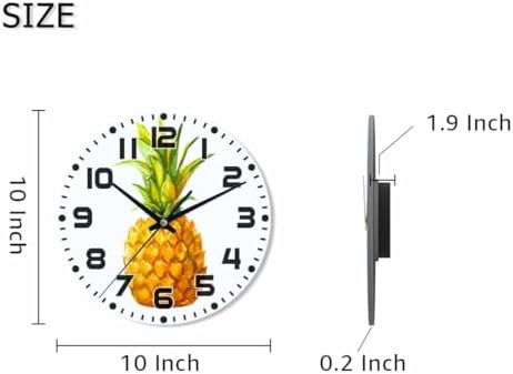 Pineapple Wall Clock Watercolor Ananas Comosus Battery Powered Wall Clock - Image 2