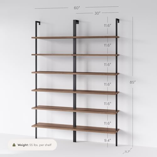Nathan James Theo 6-Shelf Tall Bookcase, Wall Mount Bookshelf - Image 2