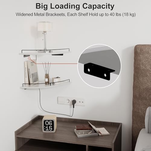 JJL Corner Shelf Wall Mounted, 12 Inches 2-Tier Floating Corner Shelf, - Image 4