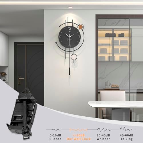 Large Black Wall Clock for Living Room Decor Big Metal Minimalist Decorative - Image 5