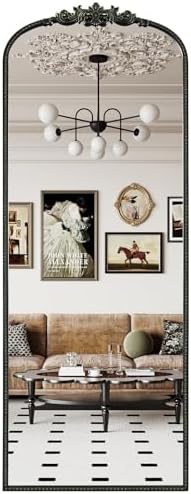 WallBeyond Arched Full Length Mirror Wall Mounted, 21x56 Inch Black Antique by WallBeyond