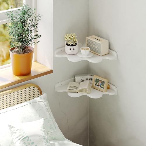 Cloud Corner Shelf Wall Mount, 2-Tier Floating Wavy Corner Wall Shelves - Image 5