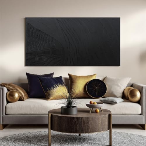 Large Black Abstract Wall Art Modern Hand-Drawn Canvas Wall Art Decor - Image 6