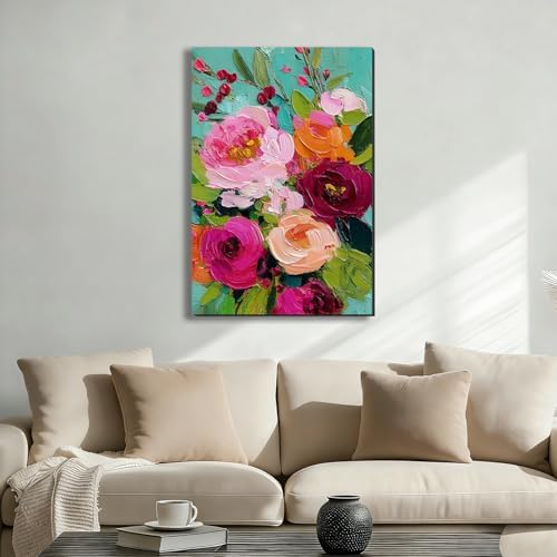 ZERILYN Ship Next Day Modern Floral Canvas Wall Art Colorful Flower Canvas - Image 2