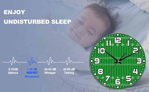American Football Field wall Clock 10 inch Round Silent Non Ticking Wood Wall - Image 6