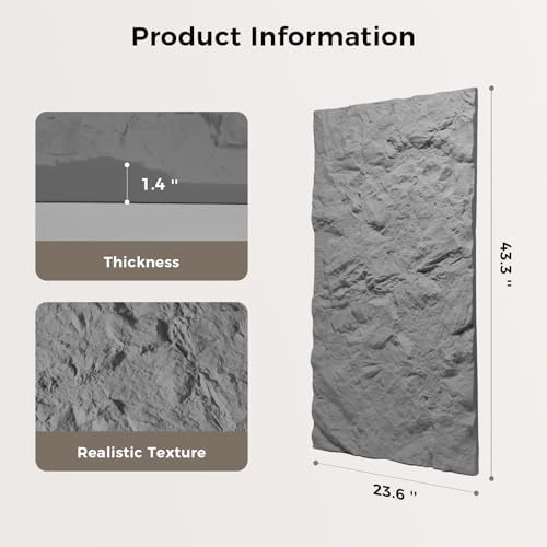 Faux Stone Wall Panel 43.3''x23.6'', Mountain Rock Design - Image 2