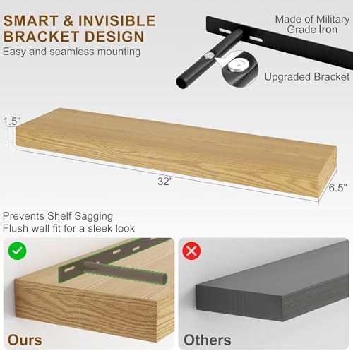 Fun Memories Floating Shelves for Wall, 32Inch Floating Shelves Set of 2 - Image 3