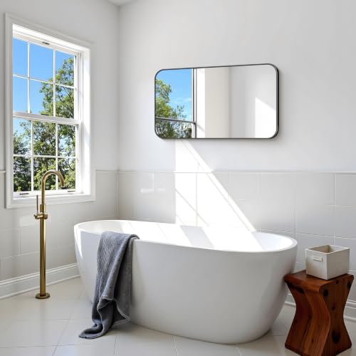 BONEWEI 20x36 inch Bathroom Mirror, Wall Mounted Bathroom Frame Vanity Mirror - Image 4