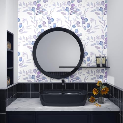 Serene Purple Leaf Botanical Peel and Stick Wallpaper 17.5" x 787" - Image 6