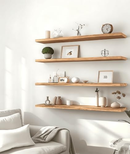Light Wood Floating Shelves for Wall Shelf 36 Inch Set of 4 - Image 6