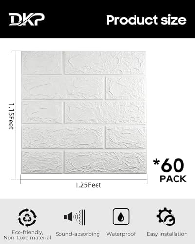 60Pcs White 3D Foam Wall Panels, Wallpaper Squares Self-Adhesive Waterproof - Image 2