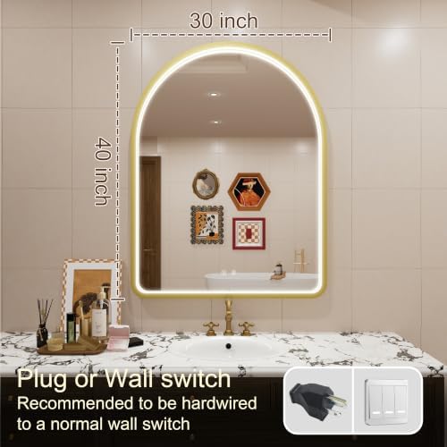 40"x30" Gold LED Bathroom Mirror - Image 6
