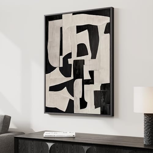 Framed Neutral Modern Black Beige Abstract Wall Art, 1 Piece 24x36 In - Image 2