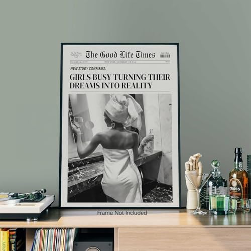 Fashion Black And White Newspaper Wall Art 16x24in UnFramed Retro Cocktail - Image 3