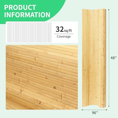 AMZDEPOT Natural Bamboo Wall Panel, 48 x 96 Inch - Image 5