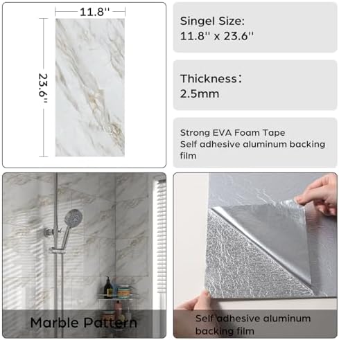 Marble Peel and Stick Backsplash 23.6 x11.8 in - Image 7