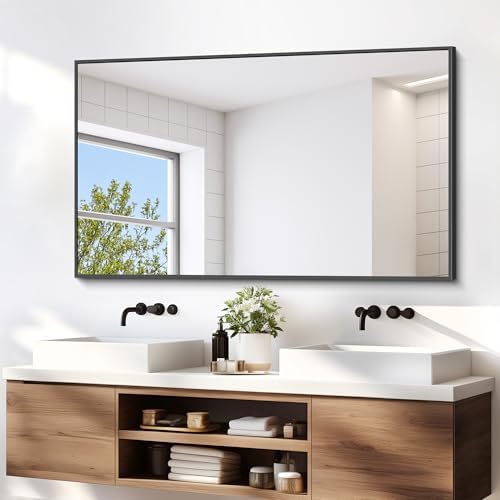 DESBING Black Bathroom Mirror for Wall, 55x36 Inch Rectangle Mirrors by DESBING