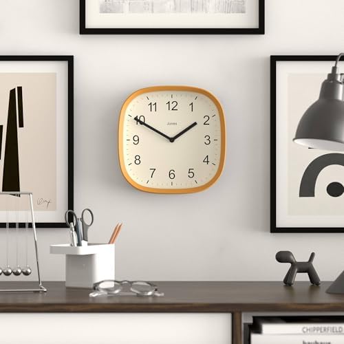 JONES CLOCKS® Sprite wall Clock | Modern Square Clock | 10" | Yellow - Image 3