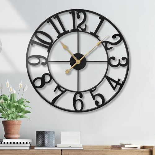 Wall Clock Battery Operated, Silent Non Ticking Modern Rustic Metal Small Clocks by Unknown