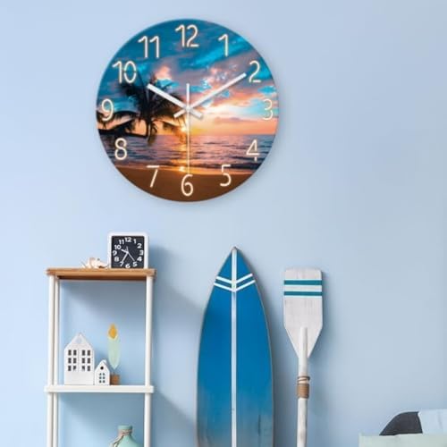 XFM Beach Wall Clocks Battery Operated 12 Inch Sunset Nautical - Image 5