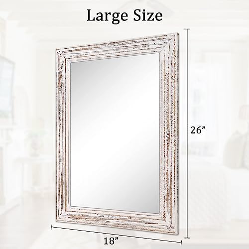 Wall Mirror with Rustic Wood Frame Rectangle Hanging Mirrors - Image 6