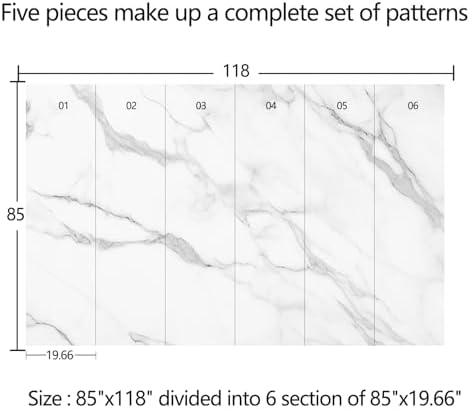 Simple White Marble-Patterned Mural Peel and stick-85"x118" - Image 4