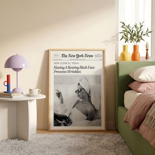 Funky Girl Preppy Aesthetic Posters Black And White Newspaper Wall Art 12x16in - Image 6