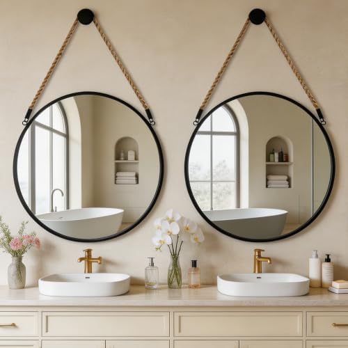 POZINO 24" Round Wall Mirror - Image 2