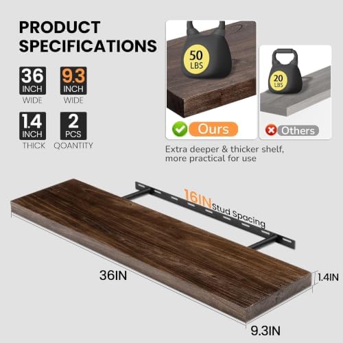 Fun Memories Floating Shelves for Wall, Heavy-Duty Wall Mounted Shelf - Image 4