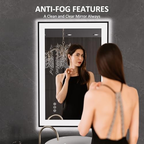 LOAAO 24"X36" LED Bathroom Mirror Black Framed - Image 2