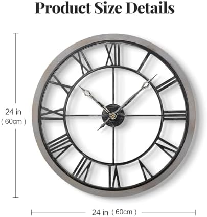 Cuspin 24 Inch Farmhouse Wall Clock, Rustic Clocks - Image 6