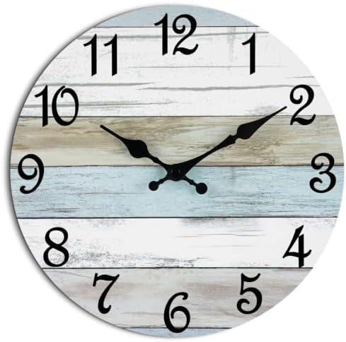 CHYLIN Wall Clock Non-Ticking Battery Operated Silent Rustic Coastal by CHYLIN