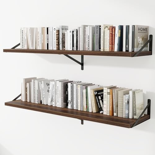 Deep Wall Shelves 55"W x 12"D Engineered Wood Floating Shelves by Venusmiles