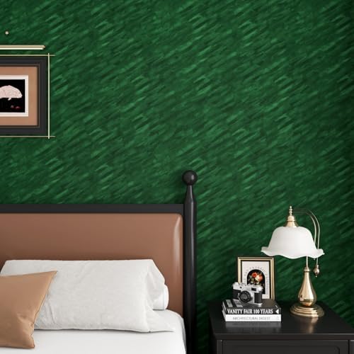 YENHOME 17.7"X200" Emerald Green Velvet Peel and Stick Wallpaper Vintage Velvet - Image 3