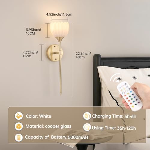 Shenmoyl Battery Operated Wall Sconce Set of 2 - Image 5