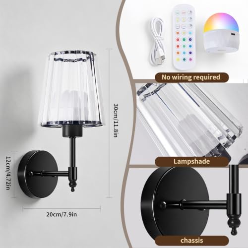 Battery Operated Wall Sconce Set of 2, Rechargeable Wireless Wall Lights - Image 3