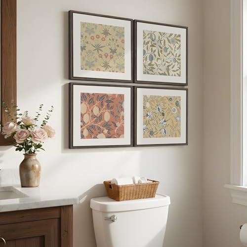 Framed Vintage William Morris Botanical Wall Art Set of 4, 12x12 In - Image 2