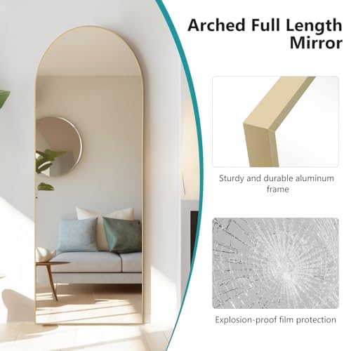 DUMOS 63"x20" Arched Full Length Floor Mirror, Full Body Mirror - Image 4