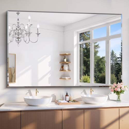 CILIBER Beveled Bathroom Mirror, 60x40 Large Bathroom Mirrors by CILIBER