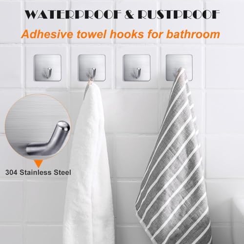 FOTYRIG Adhesive Towel Hooks 15lbs No Drill Wall Hooks Stick on Wall Hangers - Image 5