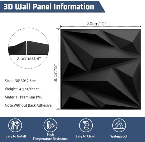 Decorative 3D Wall Panels, 33 Pack Textured PVC Tiles 12x12 Inch, Modern Wall - Image 2
