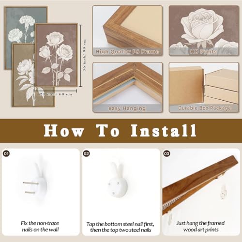 BINCUE Extra Large Neutral Botanical Wall Art Decor Floral Painting Flower Print - Image 7