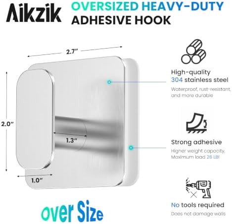 Aikzik 4 Pack Large Heavy Duty Wall Hooks - 26lb Max - Image 3