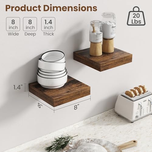 8Inch Square Floating shelves for Wall, 8In Deep, Invisible Brackets - Image 3