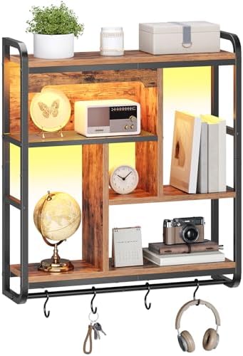HOOBRO Gaming Floating Shelves for Wall, 26.4" LED wall Shelf Display Rack - Image 6