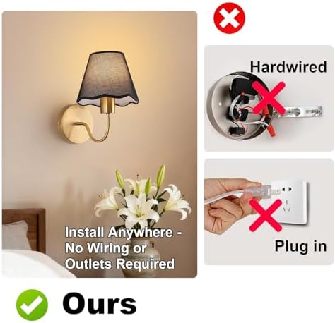 ADISUN Battery Operated Wall Sconce Set of 2, Wireless Wall Lights - Image 6