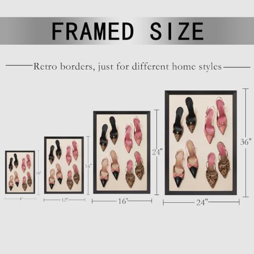 Pink Heel Leopard Posters Trendy Bow Leopard Heels Canvas Wall Art Coquettish - Image 2
