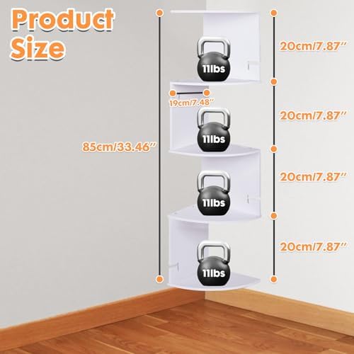 ShellKingdom Corner Shelf Wall Mount, 5 Tier Corner Bookshelf, Floating Display - Image 2
