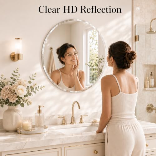 30 Inch Round Frameless Beveled Wall Mirror - Image 4
