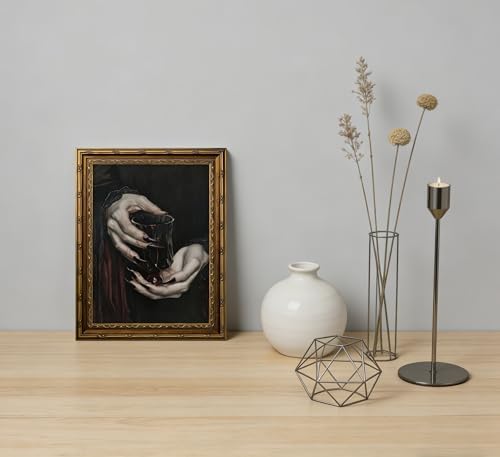 Vintage Gold Framed Canvas Wall Art Dark Academia Gothic Romantic Vampire - Image 4